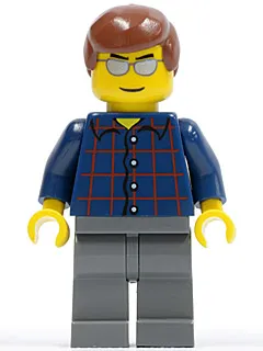 Plaid Button Shirt, Dark Bluish Gray Legs, Reddish Brown Male Hair, Silver Sunglasses