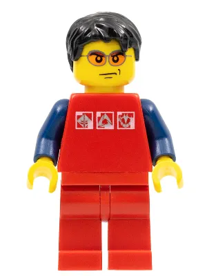 Red Shirt with 3 Silver Logos, Dark Blue Arms, Red Legs