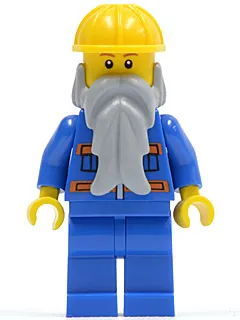 Blue Jacket with Pockets and Orange Stripes, Blue Legs, Beard, Yellow Construction Helmet (Undetermined Eyebrows)
