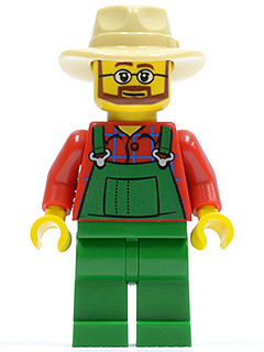 Overalls Farmer Green, Tan Fedora, Beard and Glasses