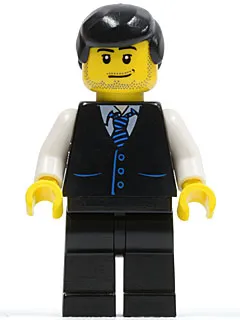 Black Vest with Blue Striped Tie, Black Legs, White Arms, Black Male Hair (Bus Driver)