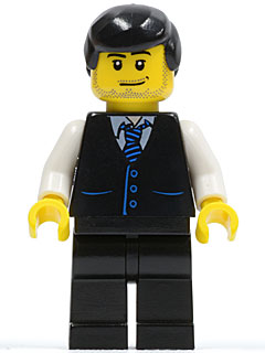 Black Vest with Blue Striped Tie, Black Legs, White Arms, Black Male Hair (Bus Driver)