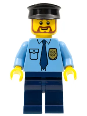 Police - City Shirt with Dark Blue Tie and Gold Badge, Dark Blue Legs, Black Hat