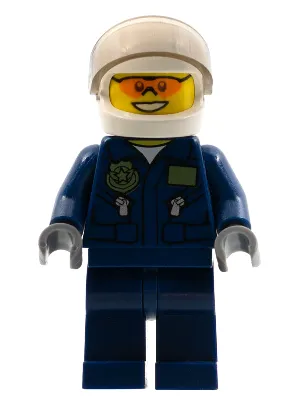 Swamp Police - Helicopter Pilot, Dark Blue Flight Suit with Badge, Helmet, Plain Hips and Legs