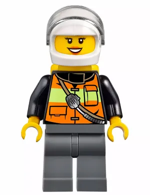 Fire - Reflective Stripe Vest with Pockets and Shoulder Strap, White Helmet, Yellow Air Tanks, Dark Orange Lips