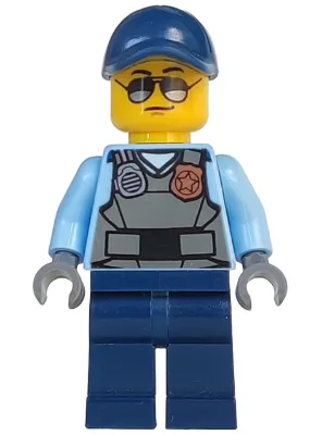 Police - City Officer, Sunglasses, Gray Vest with Radio and Gold Badge, Dark Blue Legs, Dark Blue Cap