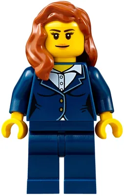 Businesswoman - Dark Blue Pants Suit, Nougat Lips, Dark Orange Female Hair over Shoulder