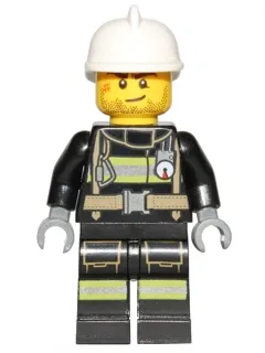 Fire - Reflective Stripes with Utility Belt, White Fire Helmet, Beard Stubble