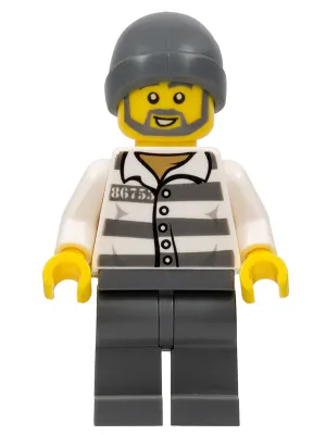 Police - Jail Prisoner 86753 Prison Stripes, Dark Bluish Gray Beanie