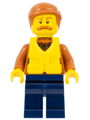 City Jungle Explorer - Dark Orange Jacket with Pouches, Dark Blue Legs, Dark Orange Smooth Hair, Life Jacket Center Buckle, Moustache