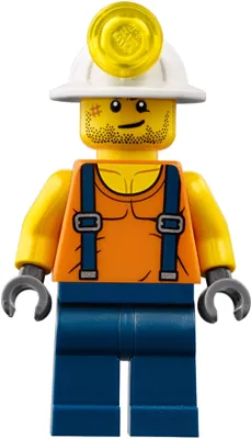 Miner - Shirt with Straps, Dark Blue Legs, Mining Helmet, Stubble and Scar