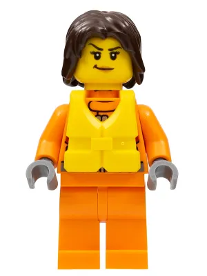 Coast Guard City - Female Rescuer, Dark Brown Hair with Life Jacket