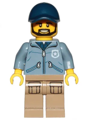 Mountain Police - Officer Male, Beard, Dark Blue Cap, Sand Blue Jacket