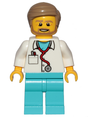 Doctor - Stethoscope, Medium Azure Legs, Dark Tan Smooth Hair, Beard