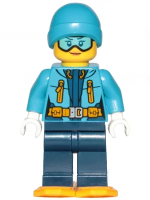 Arctic Explorer - Female, Dark Blue Legs, Dark Azure Beanie, Medium Azure Ski Goggles, Bright Light Orange Snowshoes