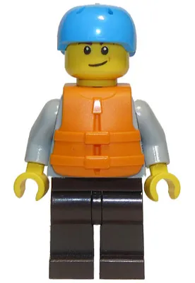 Rafter, Adult Son, Dark Azure Sports Helmet, Orange 2 Strap Life Jacket