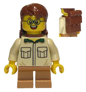 Camper, Male Child, Tan Shirt, Medium Nougat Short Legs, Glasses, Backpack