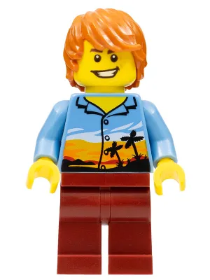 Plane Passenger, Dark Orange Hair, Hawaiian Shirt, Dark Red Legs