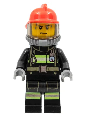 Fire - Reflective Stripes, Sweat Drops, Red Helmet, Breathing Neck Gear with Blue Air Tanks