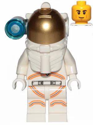 Astronaut - Male, White Spacesuit with Orange Lines, Side Lamp, Smirk and Cheek Lines