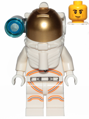 Astronaut - Male, White Spacesuit with Orange Lines, Side Lamp, Smirk and Cheek Lines