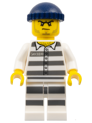 Police - Jail Prisoner 50380 Prison Stripes, Stubble, Dark Blue Knit Cap