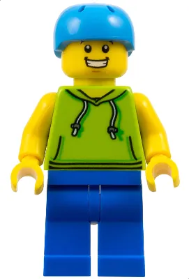 Skateboarder - Male, Lime Hoodie, Blue Legs, Dark Azure Helmet