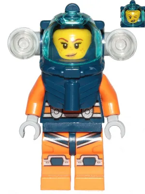Deep Sea Diver - Female, Dark Blue Helmet, Side Lamps, Smirk / Left Eye Squinted