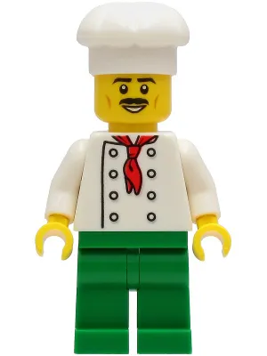Chef - White Torso with 8 Buttons, No Wrinkles Front or Back, Green Legs, White Chef Toque, Moustache