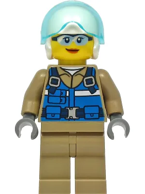 Wildlife Rescue Pilot - Female, Blue Vest, White Helmet, Dark Tan Legs