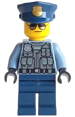 Police Officer - Sand Blue Police Jacket, Dark Blue Legs, Police Hat with Gold Badge, Sunglasses