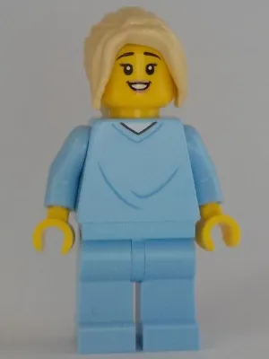Mother, Bright Light Blue Hospital Gown, Tan Hair