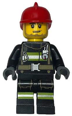 Fire - Reflective Stripes with Utility Belt, Red Fire Helmet, Male Smirk