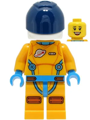 Lunar Space Station Astronaut - Female, Bright Light Orange and Dark Azure Suit, White Helmet, Dark Blue Visor (Rivera)