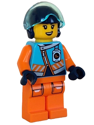 Arctic Explorer Pilot - Female, Medium Azure Jacket, Name Badge, Dark Blue Helmet, Trans-Light Blue Visor