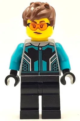 Race Car Driver - Female, Black and Dark Turquoise Racing Suit, Black Legs, Reddish Brown Messy Hair, Safety Glasses