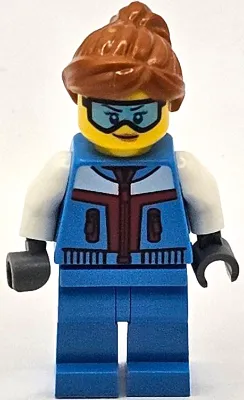 Ice Sculptor - Female, Dark Azure Jacket and Legs, Dark Orange Ponytail Hair, Ski Goggles