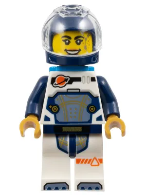 Astronaut - Female, White Spacesuit with Dark Blue Arms, Dark Blue Helmet, Trans-Clear Visor, Dark Azure Jet Pack