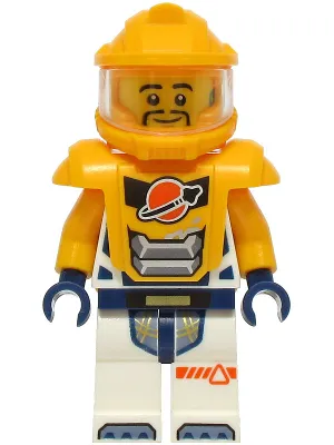 Astronaut - Male, White Spacesuit with Bright Light Orange Arms, Bright Light Orange Helmet, Trans-Clear Visor, Bright Light Orange Armor