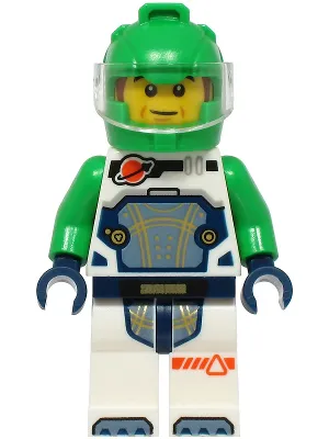 Astronaut - Male, White Spacesuit with Bright Green Arms, Bright Green Helmet, Trans-Clear Visor, Sideburns