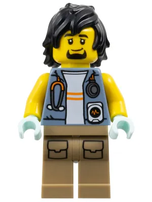 City Jungle Explorer - Sand Blue Jacket, Stethoscope, Dark Tan Legs, Black Hair