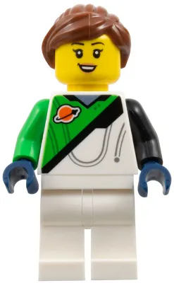 Space Explorer - Female, Bright Green and White Spacesuit, Reddish Brown Ponytail