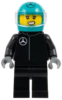 Formula 1 Driver, Mercedes - Female, Black Racing Suit, Dark Turquoise Helmet, Trans-Clear Visor