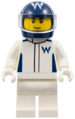 Formula 1 Driver, Williams - Male, White Racing Suit, Dark Blue Helmet, Trans-Clear Visor