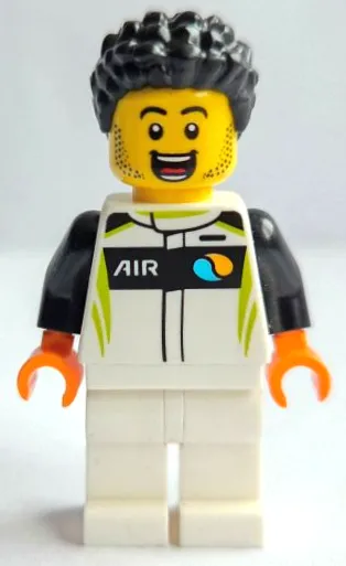 Race Car Driver - Male, White, Black and Lime Racing Suit, White Legs, Black Hair
