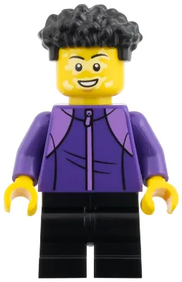 Child - Boy, Dark Purple Tracksuit, Black Medium Legs, Coiled Hair