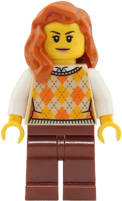 Passenger - Female, Tan Knit Argyle Sweater Vest, Reddish Brown Legs, Dark Orange Hair