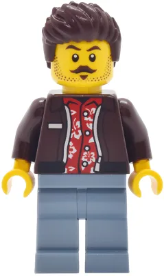 Car Wash Patron - Male, Dark Brown Jacket over Red Hawaiian Shirt, Sand Blue Legs, Dark Brown Hair