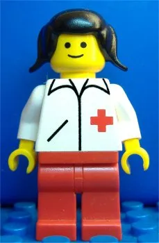 Doctor - Straight Line, Red Legs, Black Pigtails Hair