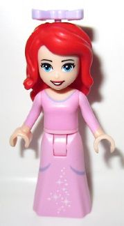 Ariel, Human (Light Nougat) - Bright Pink Dress with White Stars, Lavender Bow
